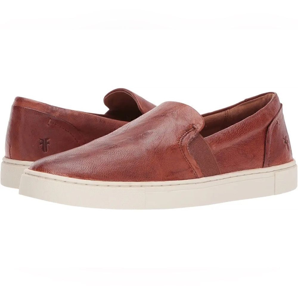 Frye Brown Leather Slip-On Sneakers